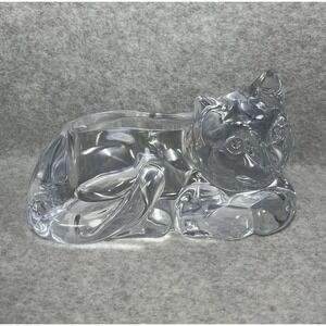 Lucite Cat 7.5 inch Clear Figurine Card Note Holder Desk Organizer Office Feline